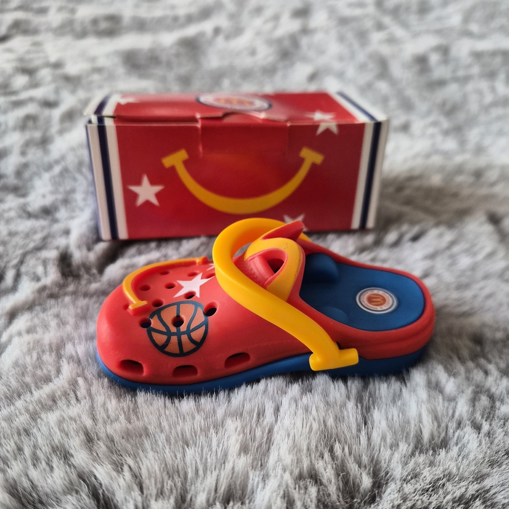 Toy Red & Blue Basketball Clog with Yellow Strap